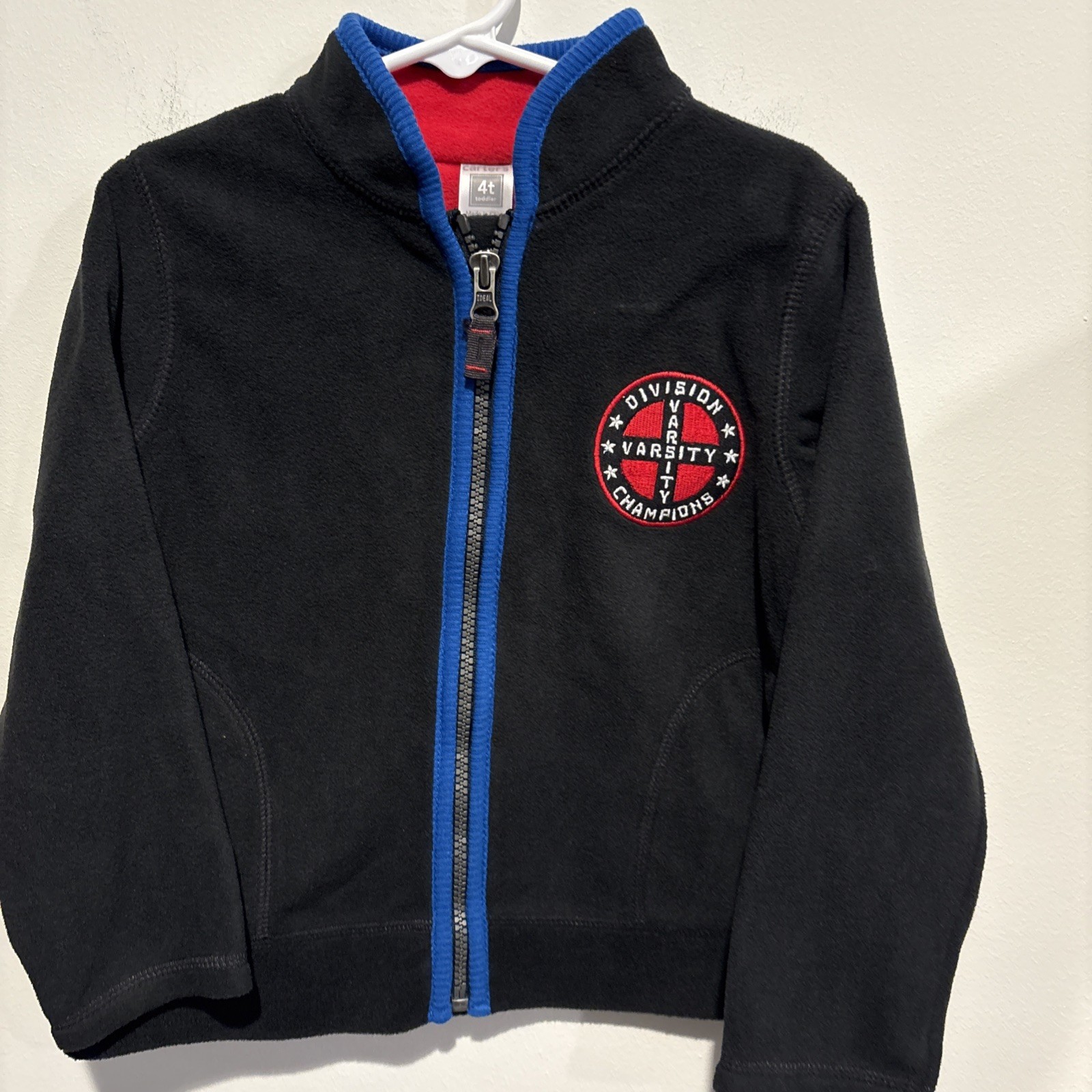 Carter’s Division Varsity Champions Black Fleece Zip Up Size 4T NWT