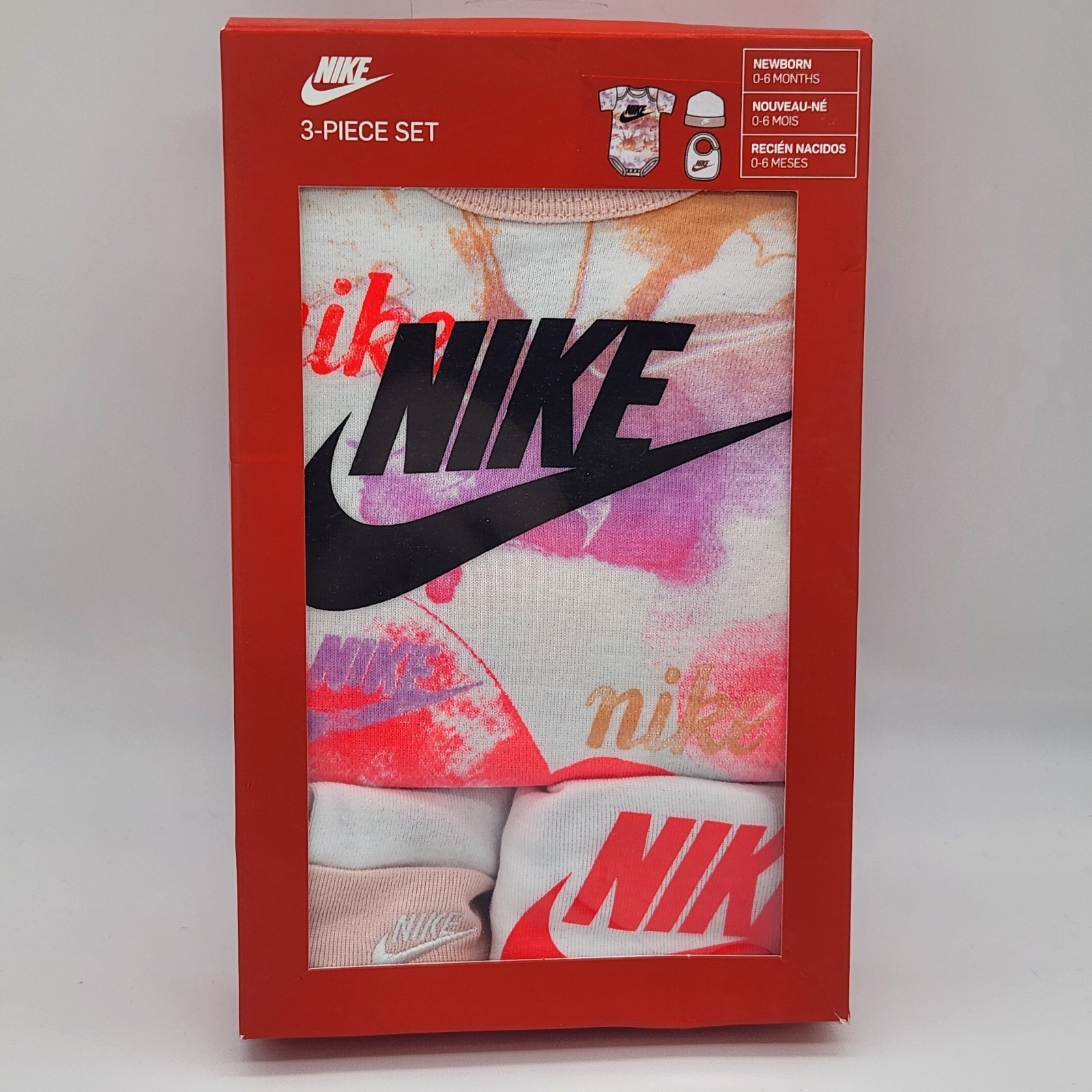 3 Piece Nike Baby Girls Outfit – Gift Box Size 0-6 Months Pink