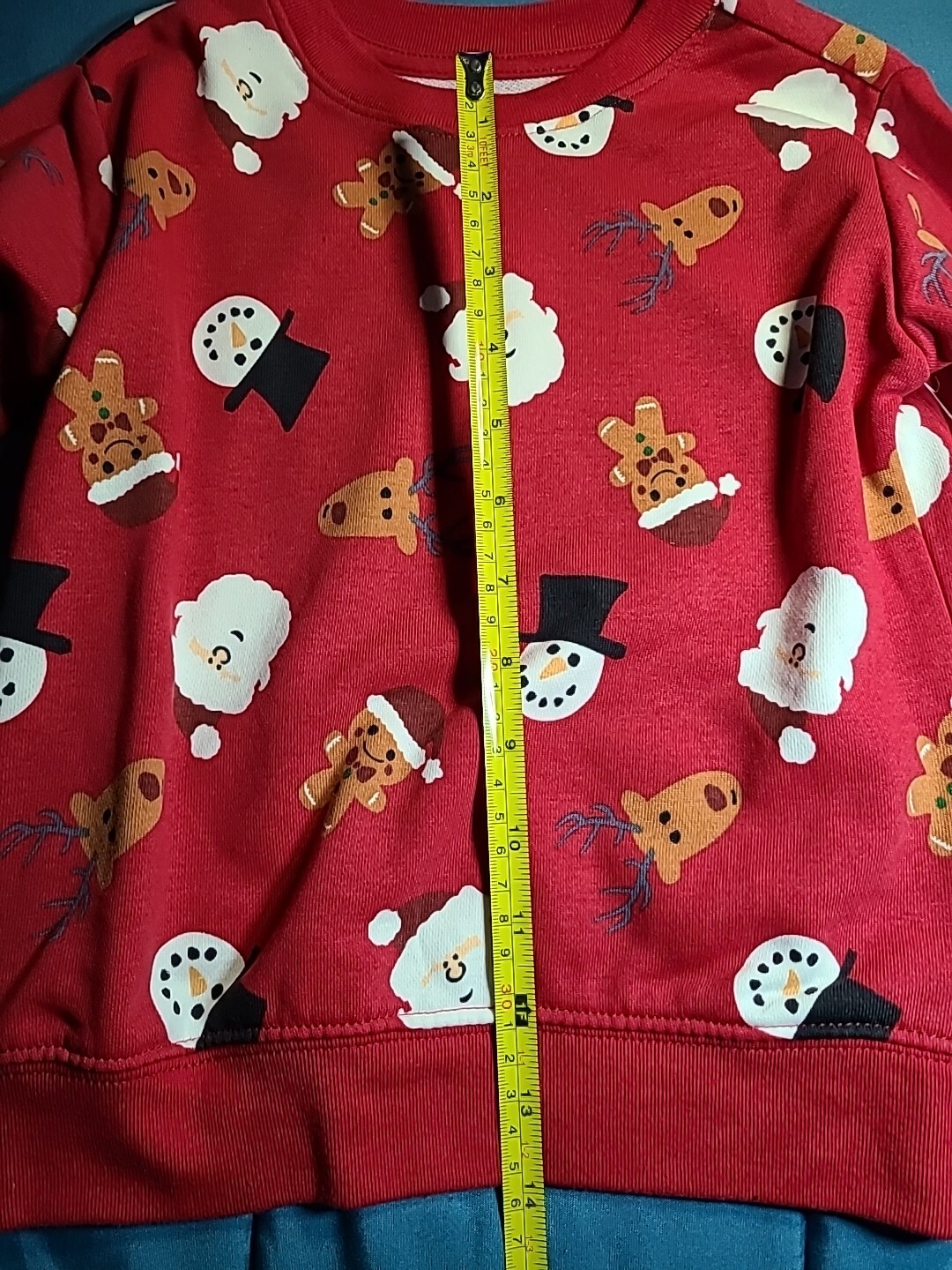 4T Holiday Time long sleeved shirt with Santa, Snowman, Gingerbread. Warm