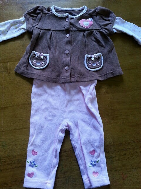 Little Wonders 3-6 mos girls pink and brown two piece outfit! Precious!!