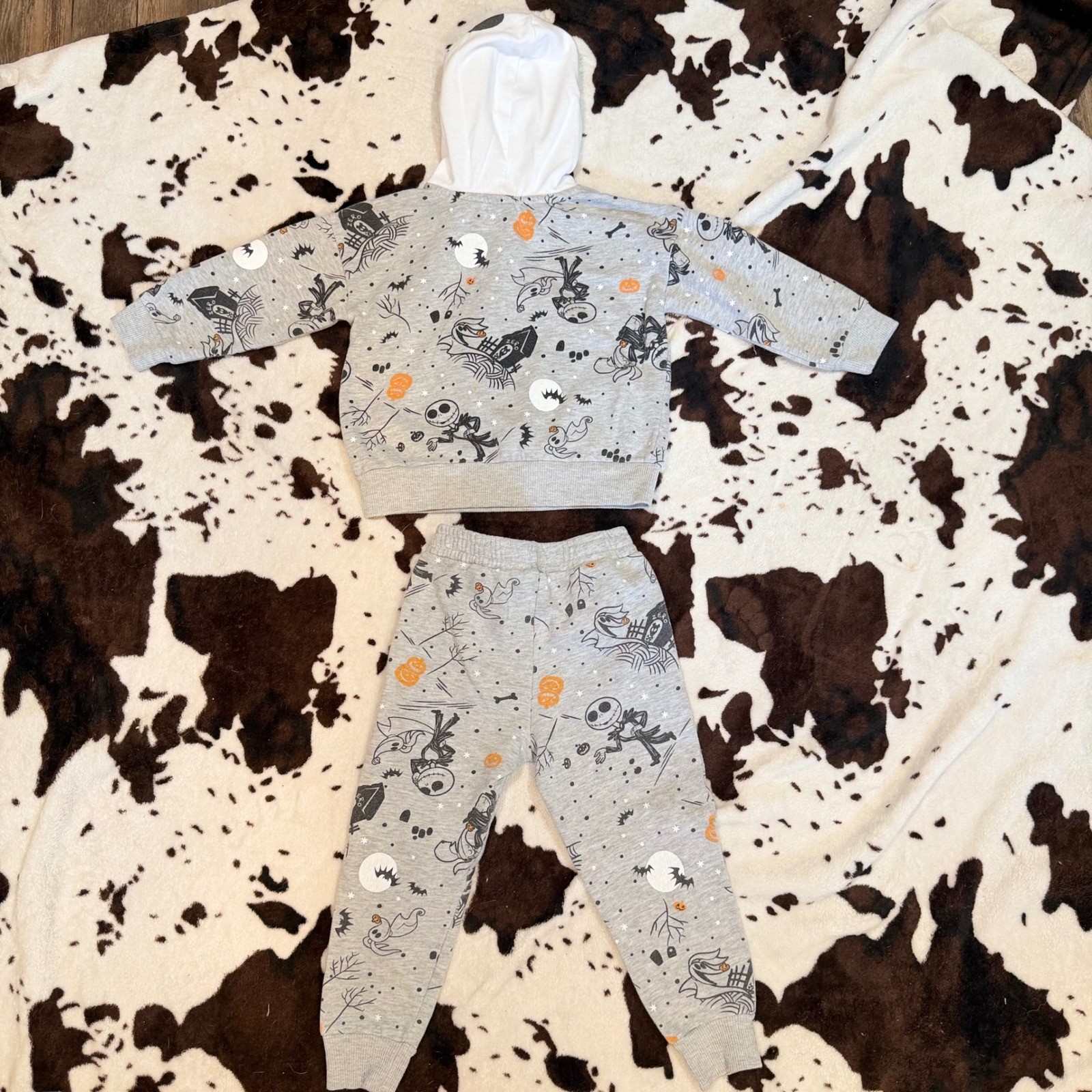 Disney Nightmare Before Christmas Hoodie Jogger Set Toddler 3T Grey Jack Spooky