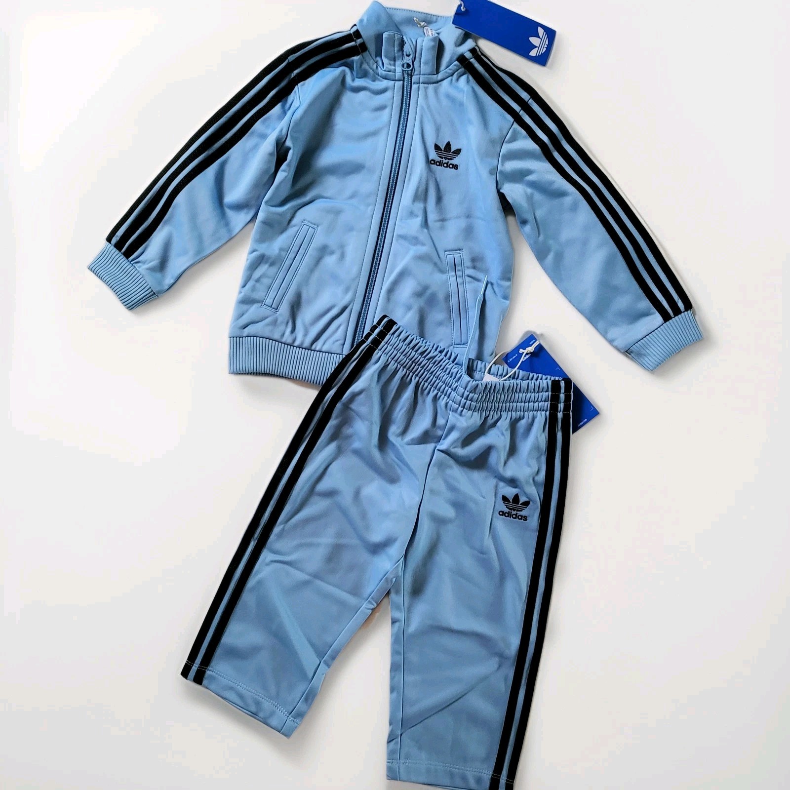 Adidas Originals Boys 2-pc Tracksuit Set Jacket Joggers Size 18M 4T Blue