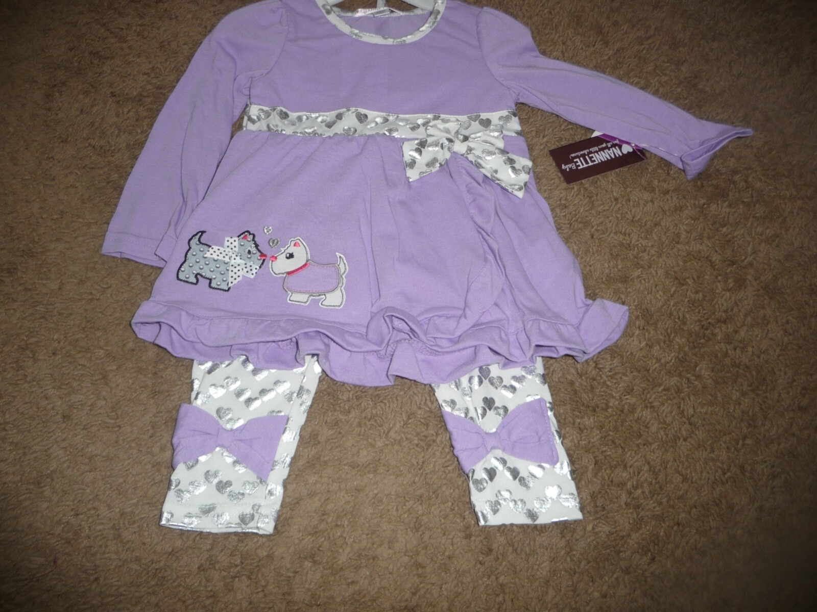 NWT NEW Girls size 24 months pretty 2 piece dog heart Nannette pant set