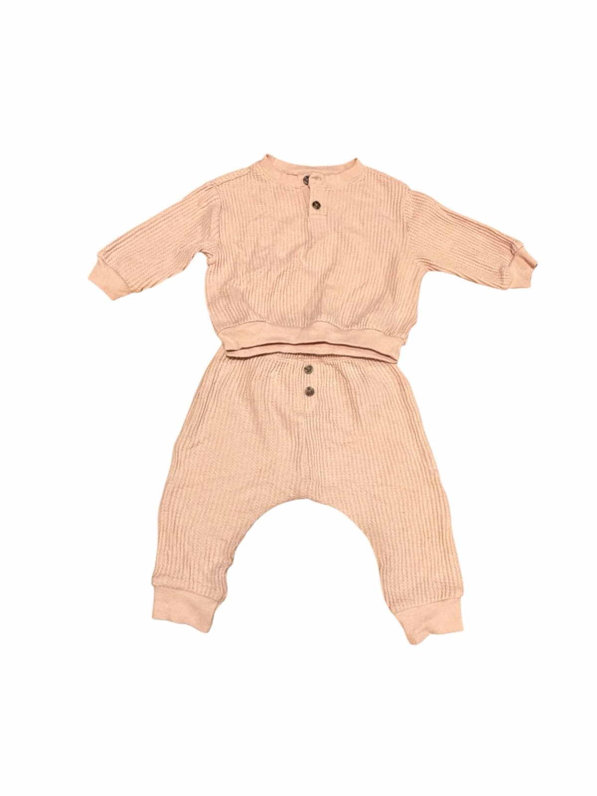 2 Old Navy Baby Two-Piece Waffle Knit Henley Sweat Sets