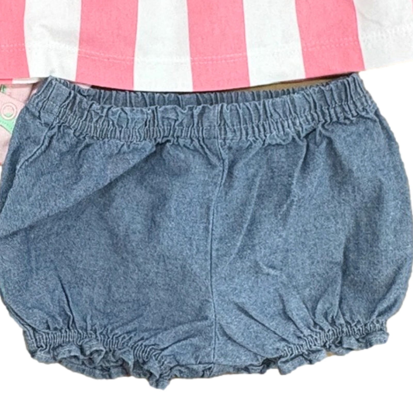 Infant Girls 3-Pc Outfit Pink Striped Dress Bloomers & Alligator Bodysuit 3 Mo