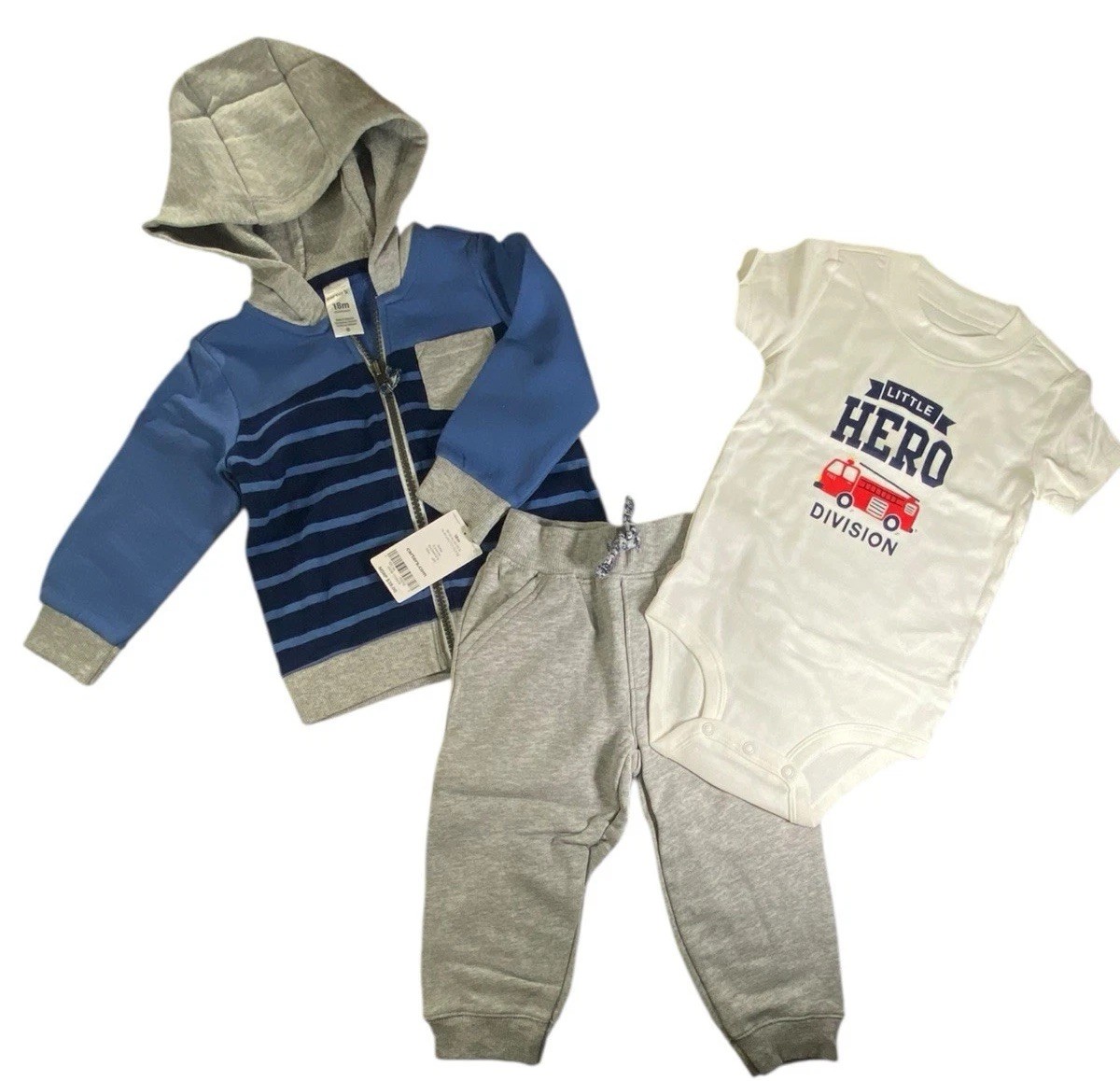Carter’s Baby Boy 3 Pc Outfit Set 18M Hoodie Jacket Pants Bodysuit NWT