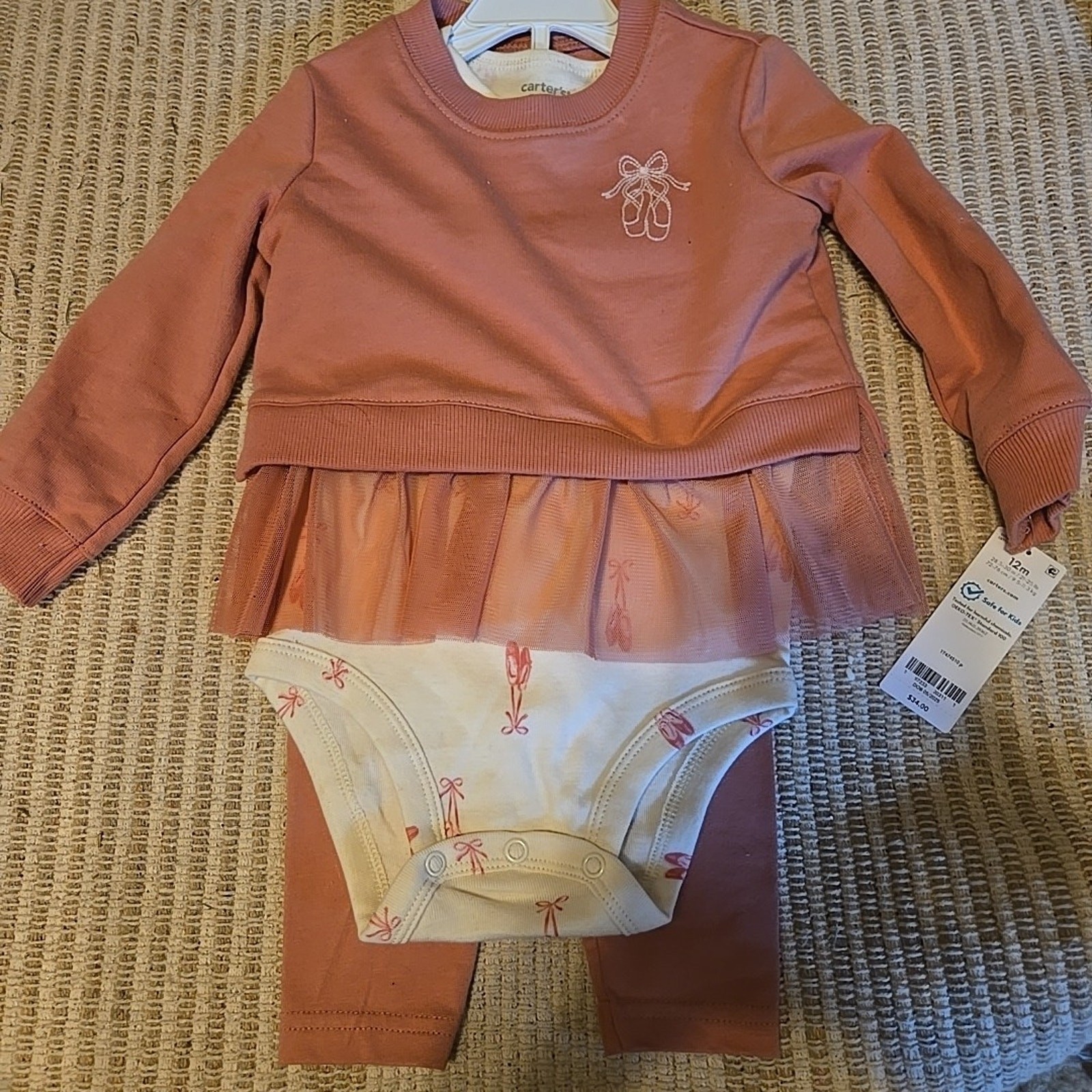 Carter’s Ballet Outfit Baby Girl Size 12 Months Top Bodysuit Pants Set Dance NWT