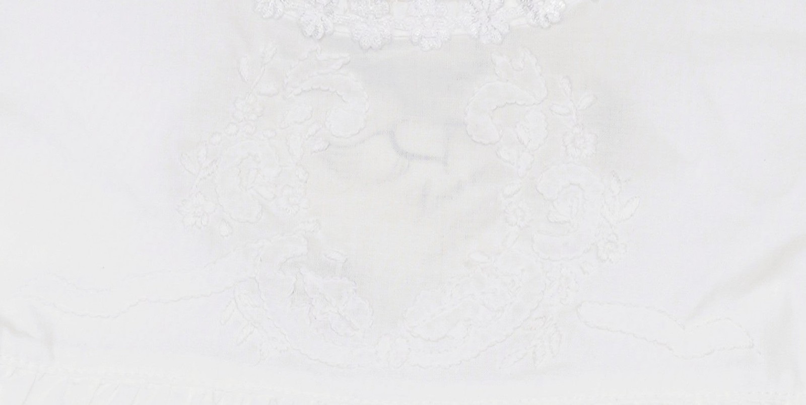 White Floral Shadow-Embroidered Long Sleeve Dress