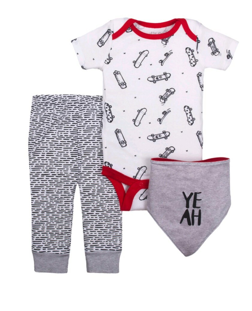 Infant Boys 18months Bodysuit, Pant, & Bandana Bib Outfit 3-Piece Set NWT
