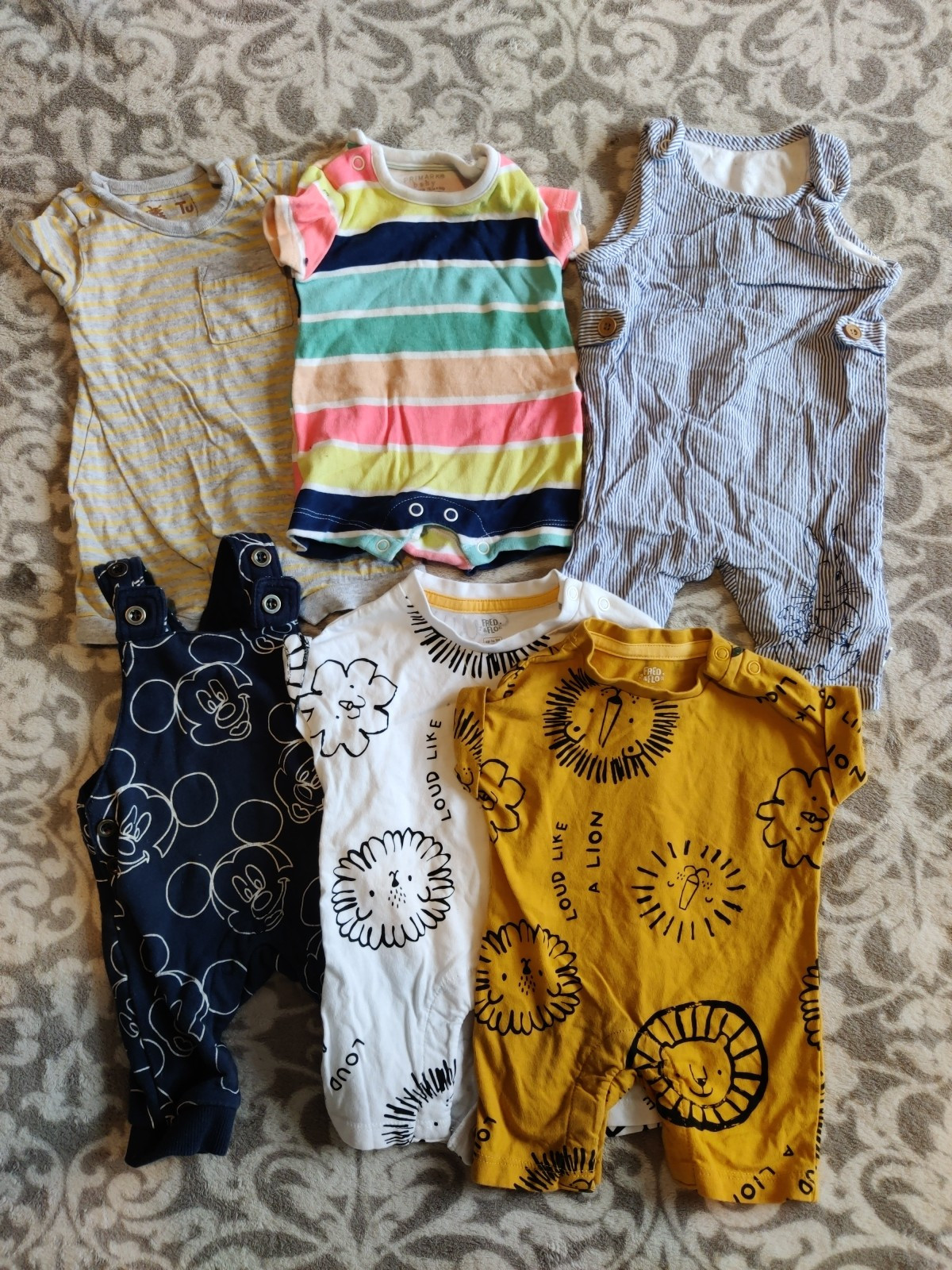Rompers Dungaree Bundle Upto 1 Month – Tu Primark F&F Peter Rabbit Mickey Mouse