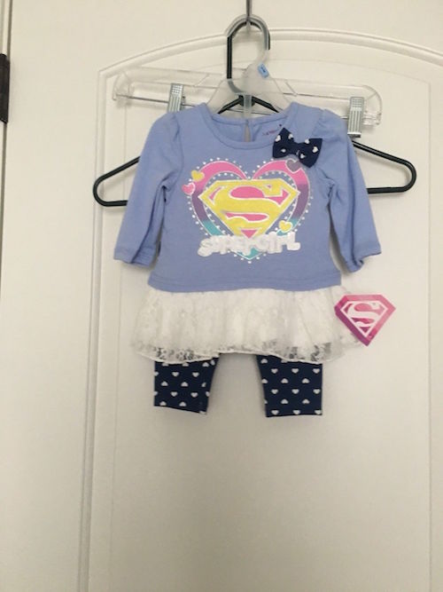 DC Comics Supergirl Sweatshirt & Leggings 2PC Set Baby Girls Size 3-6 Months