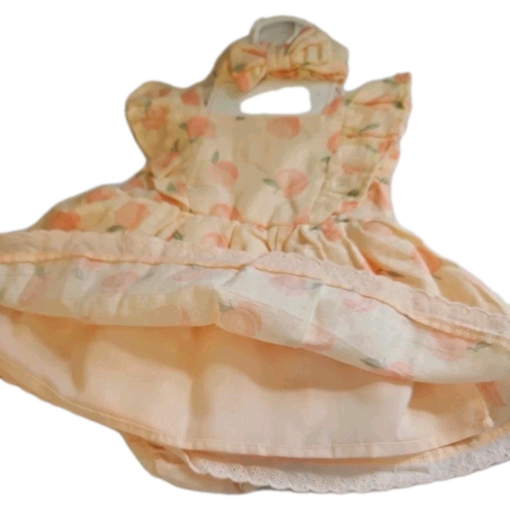 NICOLE MILLER NEW YORK Peach 3 PIECE OUTFIT NEW GIRLS 0-3 MONTHS Headband NWT