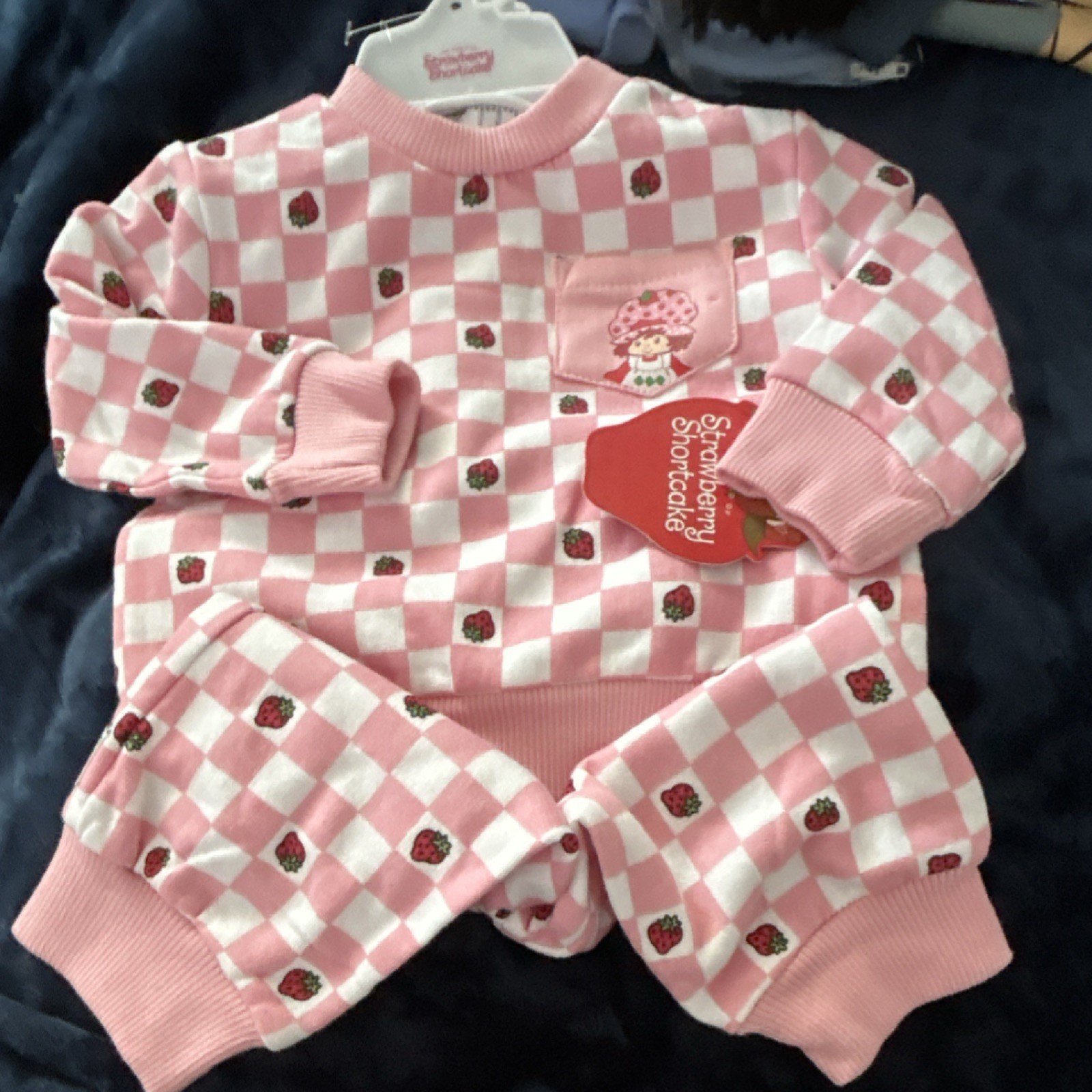 Strawberry Shortcake Pink Check Sweatshirt & Pants Set, 9 months