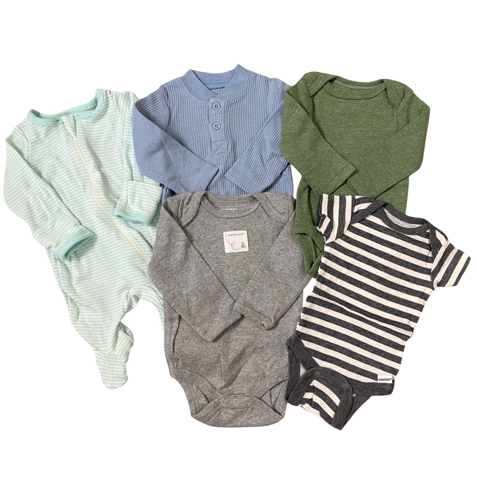Baby Clothing Bundle NB-3M 5 Piece Burt’s Bees Neutral One Piece Sleeper