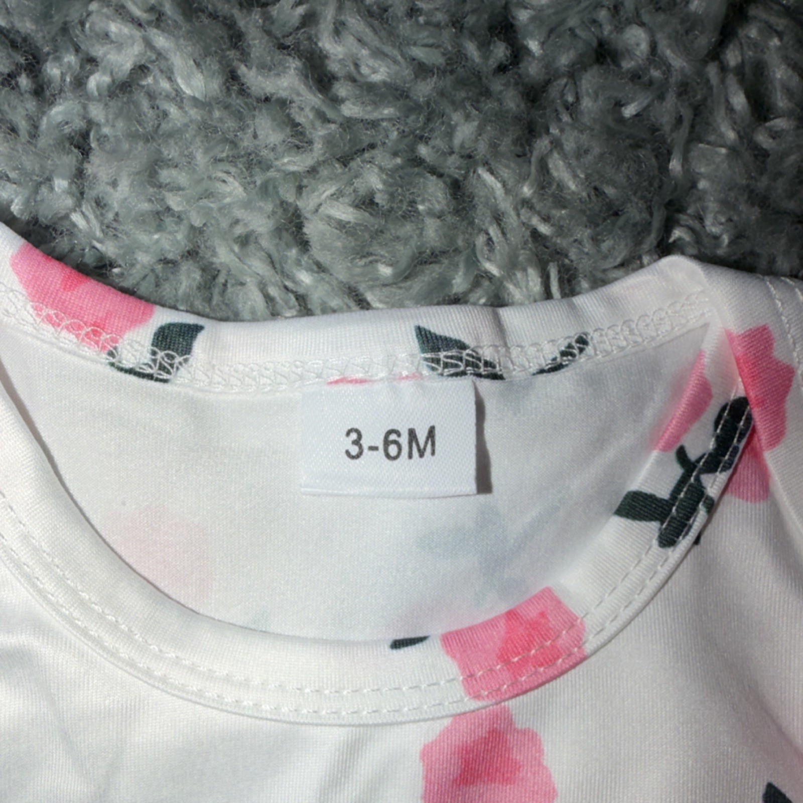 Pink Floral Bear 3 Piece Outfit Set 3-6M Bodysuit Overalls Headband