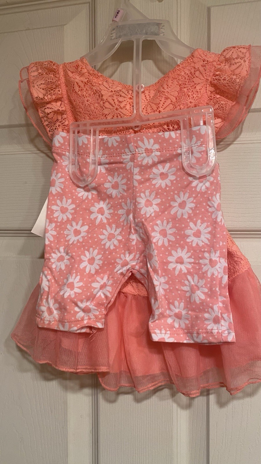 DDG Darlings 2pc Girls Floral Lace Dress & Shorts Set Pink/White 18M