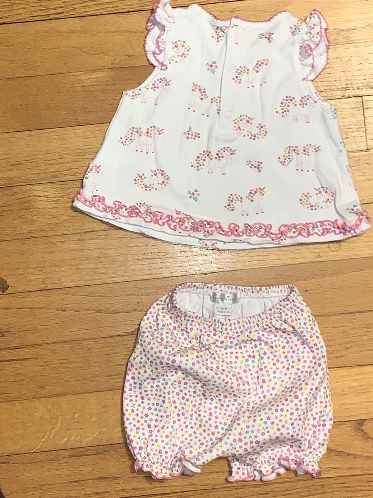 Kissy Kissy Flutter Sleeve Unicorn Floral Set 3-6 Months