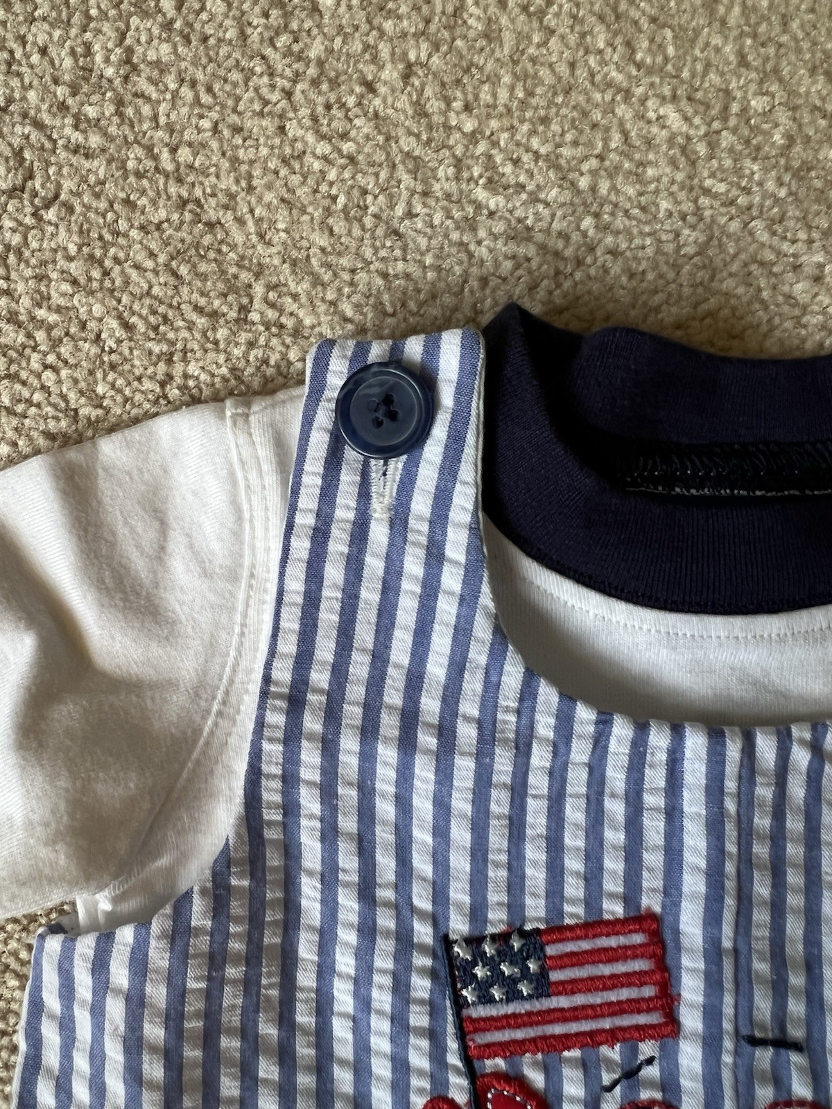 OUTFIT -Matt’s Scooter -Shorts romper & T-Shirt -Crab – Blue/Red/White- 0-3M-NWT