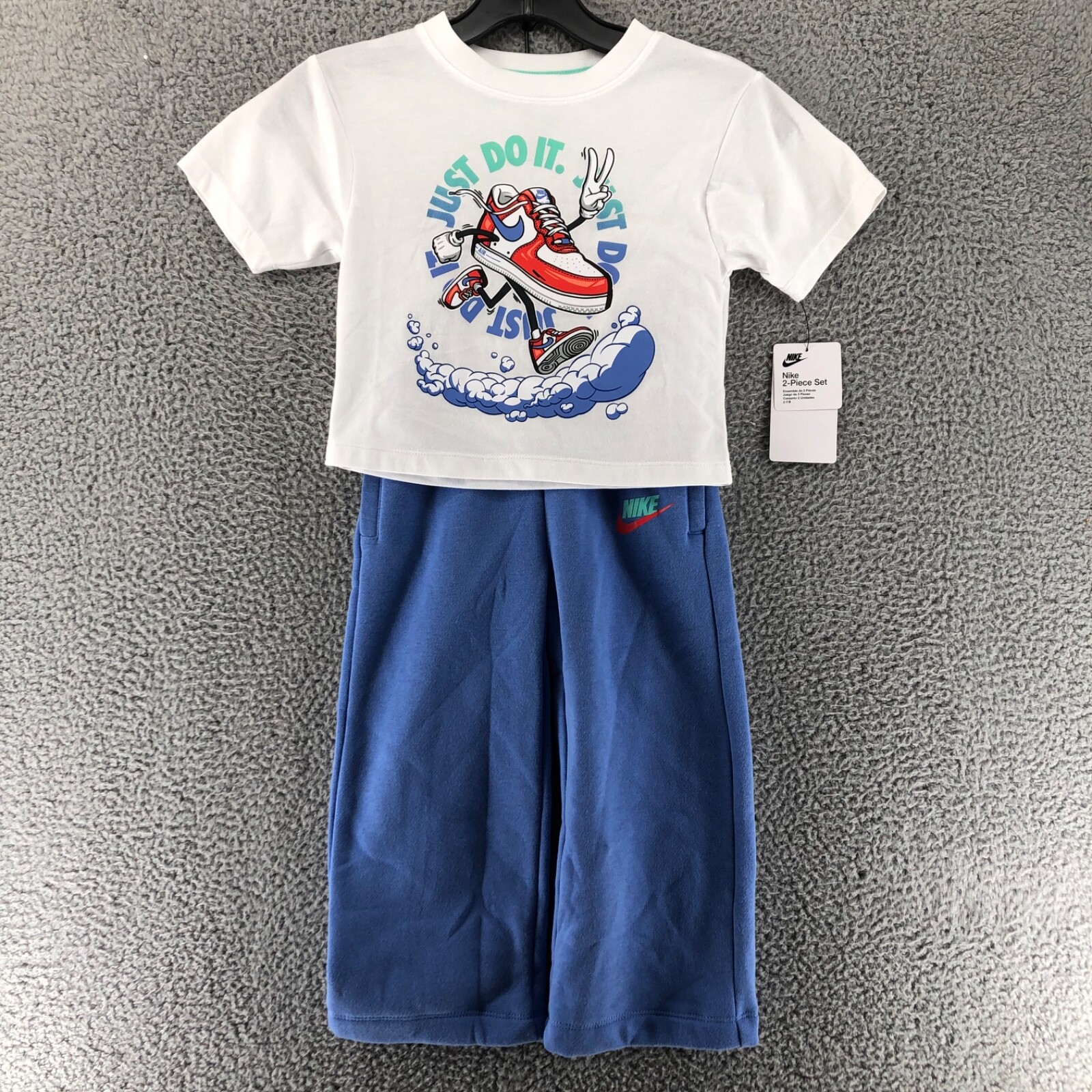 Nike Girls Best Foot Forward Wide Leg Pants Set Periwinkle White Size 2T