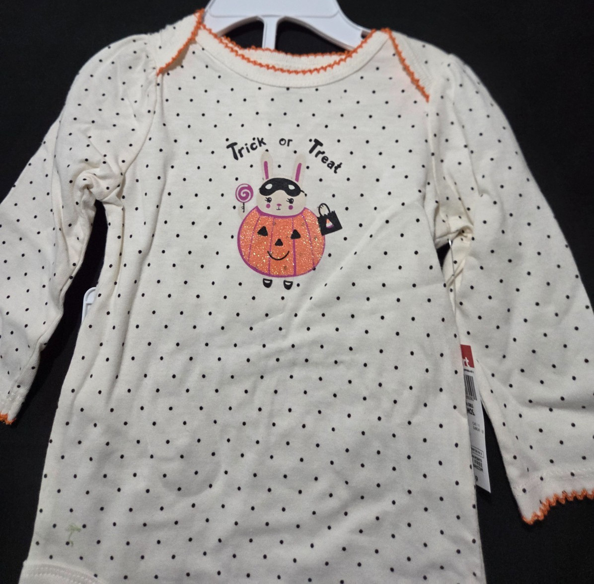 Halloween Girls Size 6-9 mths 2 pc Set Bodysuit, Pants & tutu Orange & Cream