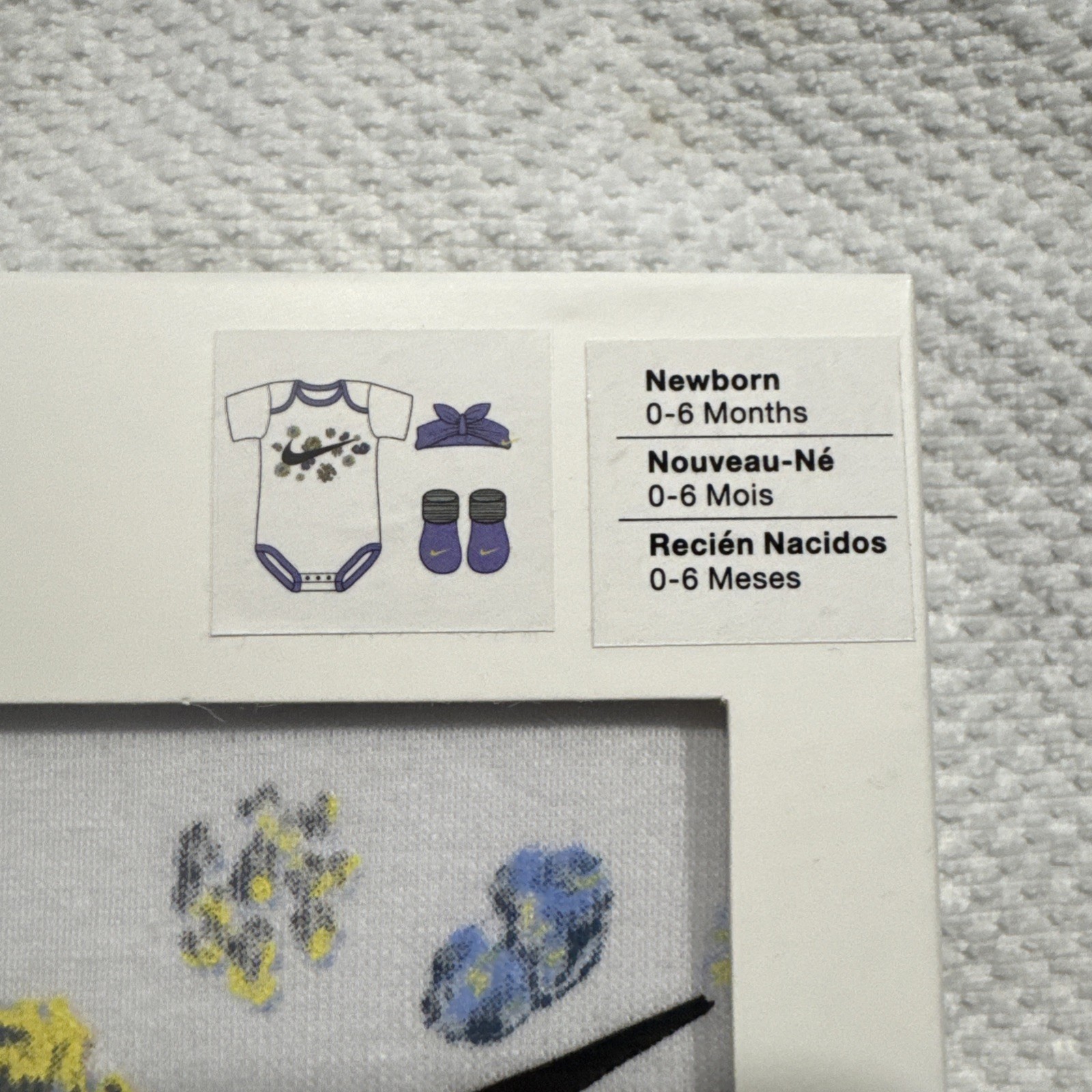 Nike 3pc 0-6 Months~ Floral White Bodysuit, Blue Headband , & Booties New N Box