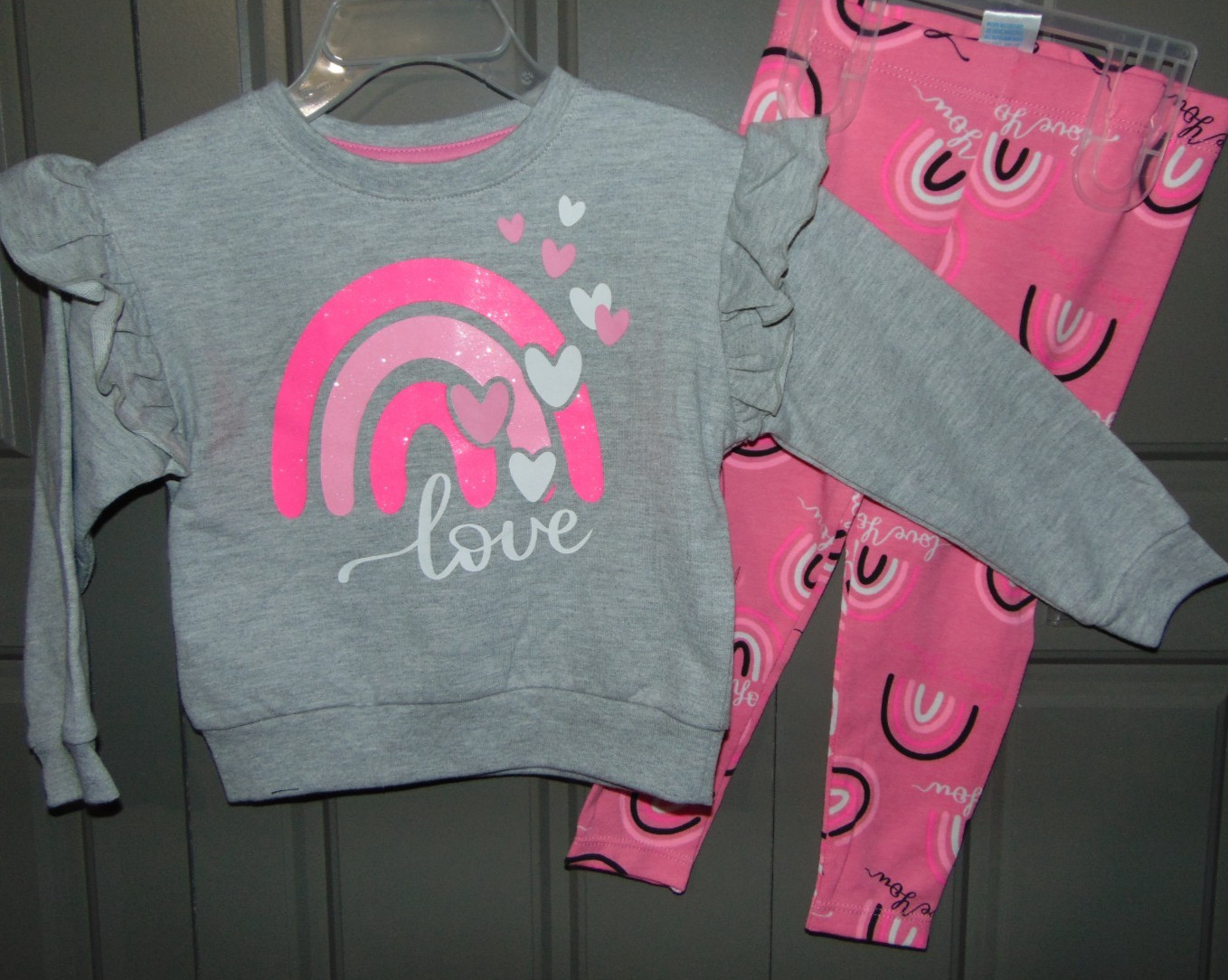 LOVE, HEARTS & RAINBOWS 2 Pc. Set Size 18M by Kidgets NEW W/ TAGS!