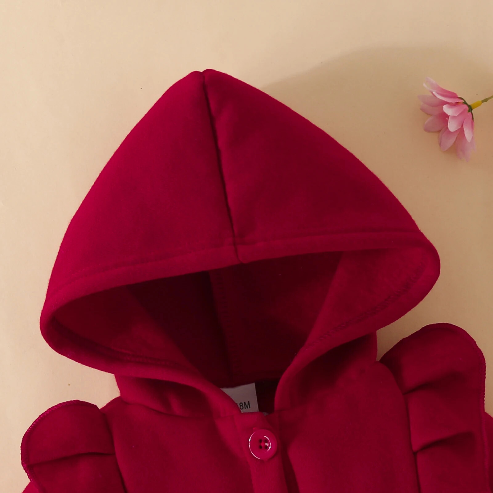 Baby Ruffled Long Sleeve Fleece Hooded Single Breasted CoatKids Clothes Autumn