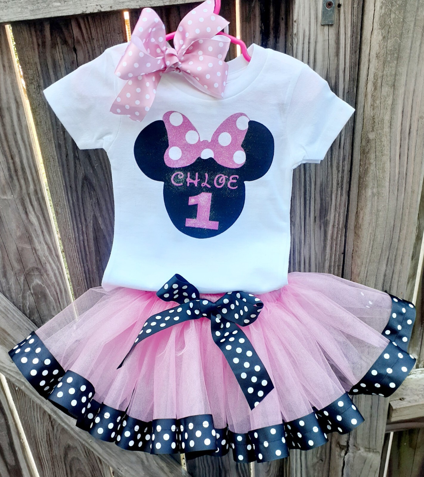 Customized Birthday Party Outfit Girl Personalized Fluffy Set Hand Made 3pcs