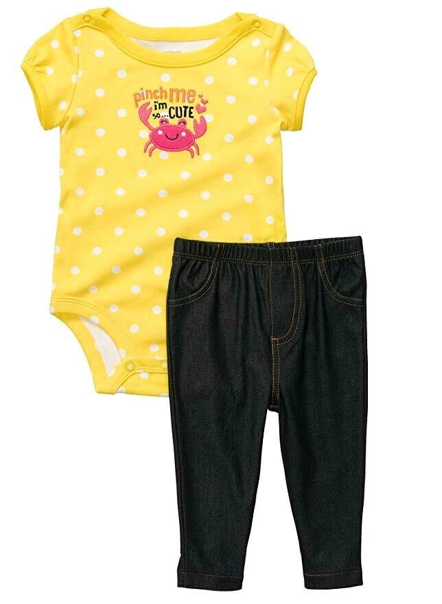 Carter’s Baby Girls 2 Pc Bodysuit & Pants Set NWT 3M or 6 Months Pinch or Sister