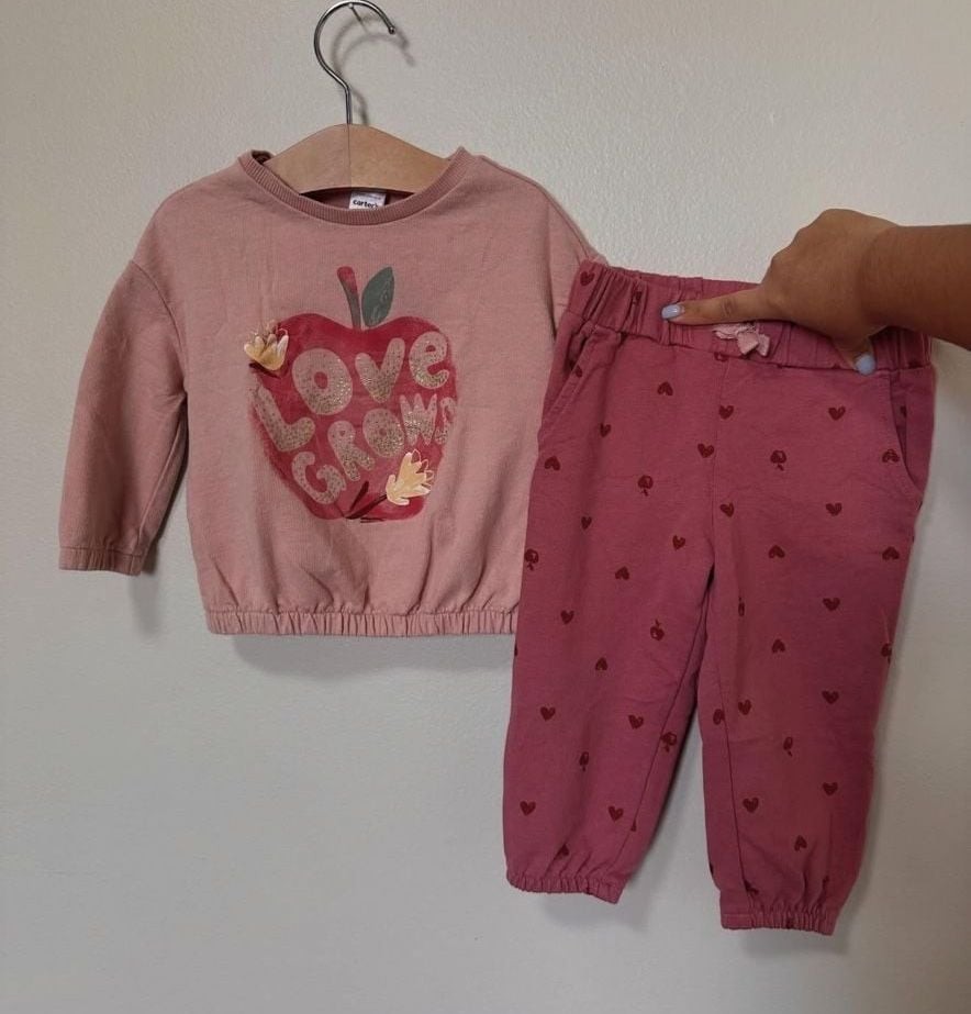 Carter’s Toddler Girls Love Grows Graphic Sweatshirt and Heart Print Jogger Set