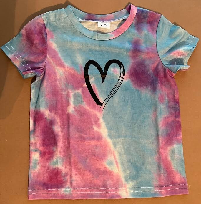 Youth Girls Size 2-3Y 2 Piece T-Shirt and Shorts Set/Outfit Multi Color Heart