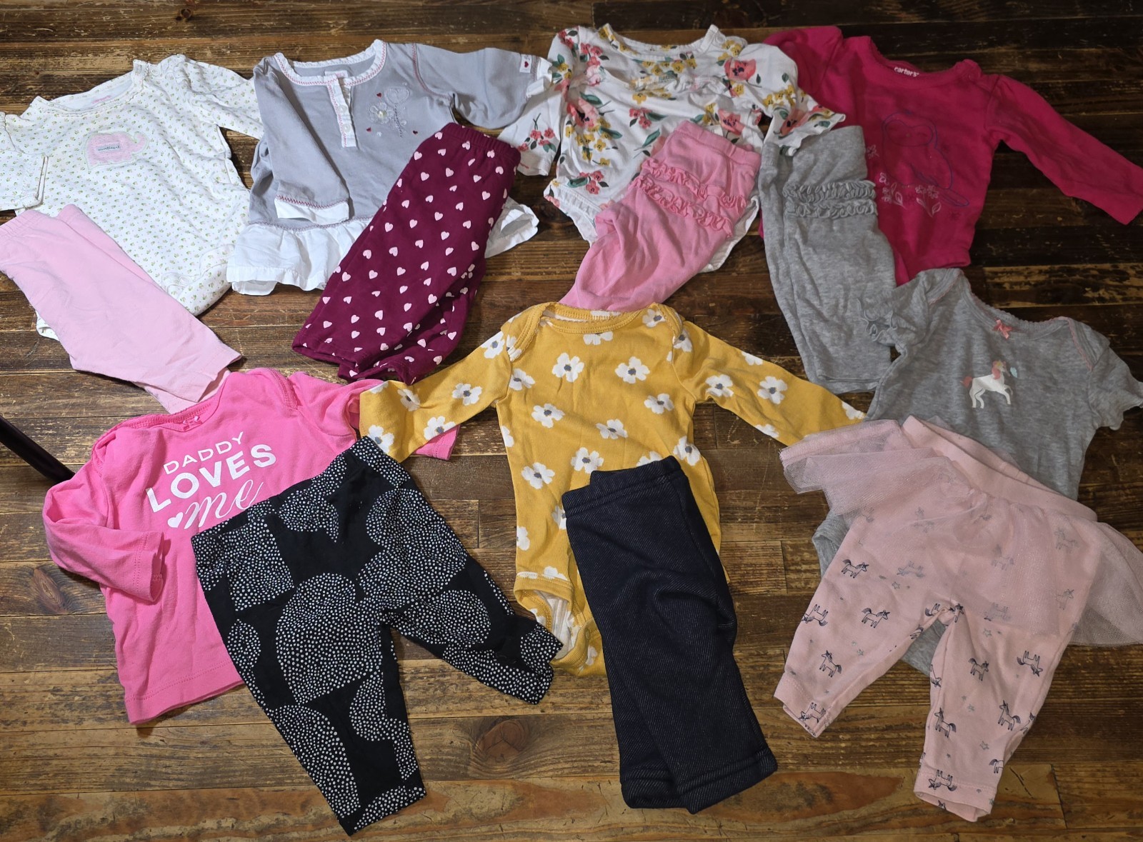 Baby Girl *3 Mo* Clothing Bundle, 14 Pieces Total (7-2pc Outfits) Newborn Infant