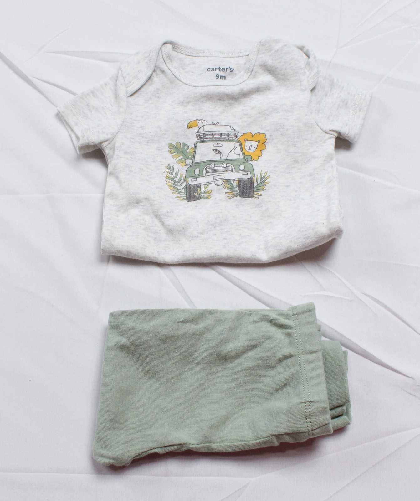 Carter’s Unisex Baby’s 2-Piece Safari Button Closure Bodysuit ZS6 Gray 9M