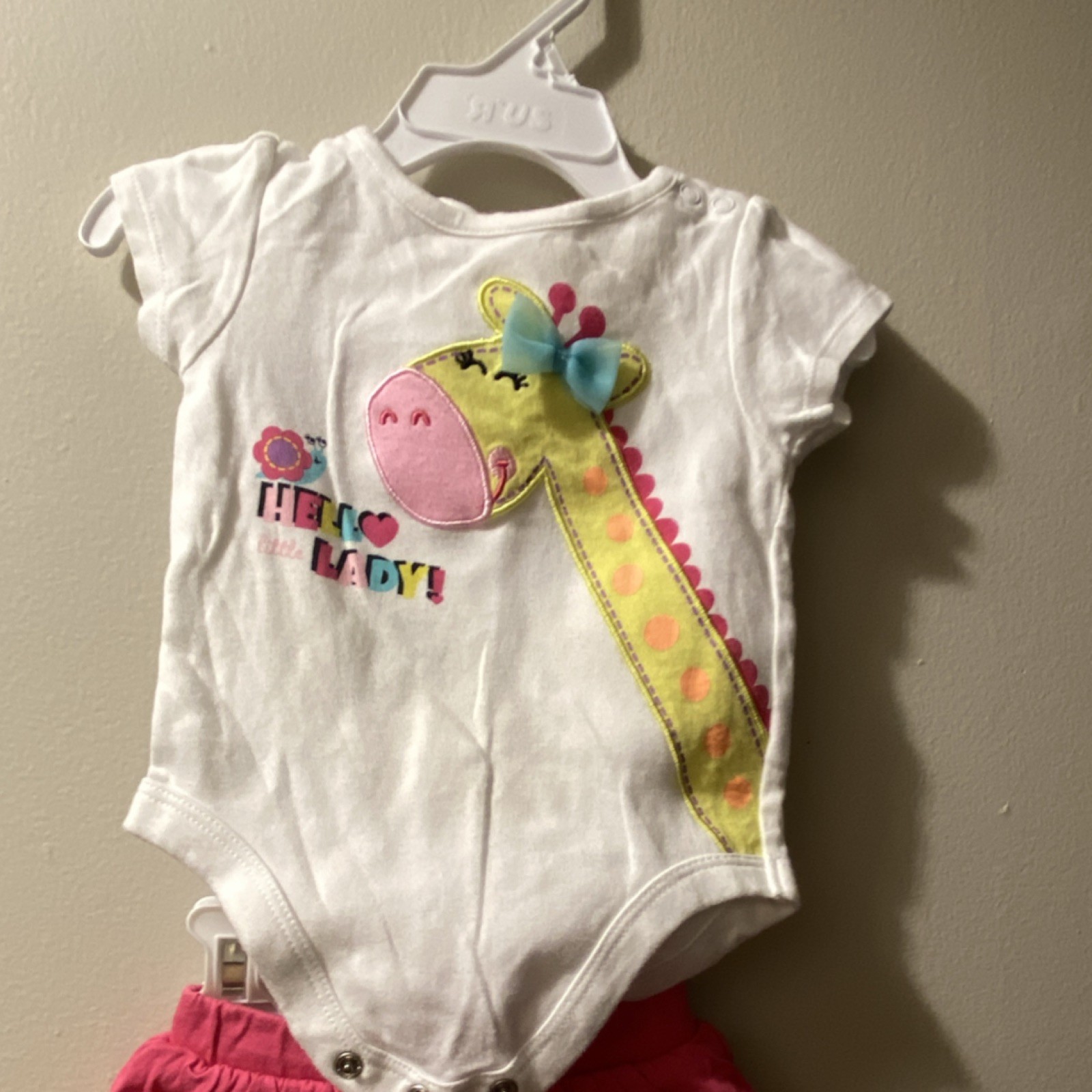 Garanimals Giraffe Pink White Skirt Set Bodysuit Leggings 3-6M 2-Piece