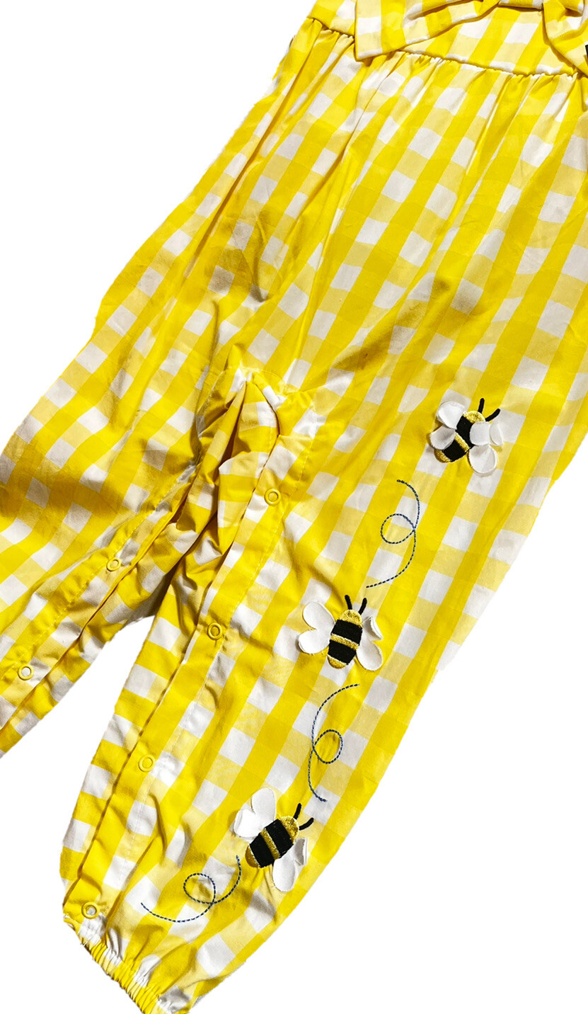 Baby Starters Infant 24 mo. Romper tee shirt 27-30 lb Gingham Yellow NWT $19.99