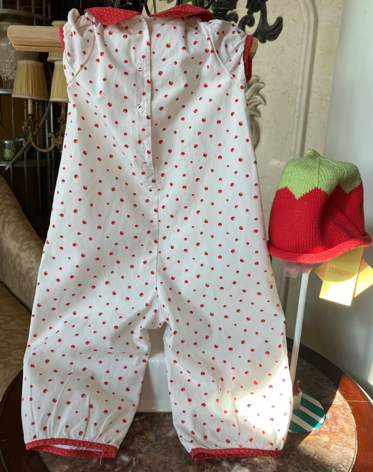 Vtg Gymboree 07 Does Your Garden Grow tomato romper longall 6-12 hat 3-6
