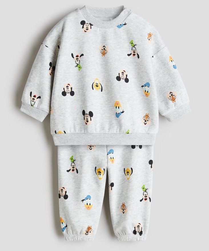 2-piece Set Gray/Mickey Mouse/Goofy/Pluto H&M 2 Years New W Tags