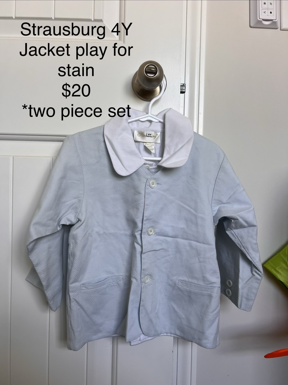 Strausburg Boutique Peter Pan Collar Long Sleeve And Jacket Set Boys Size 4T