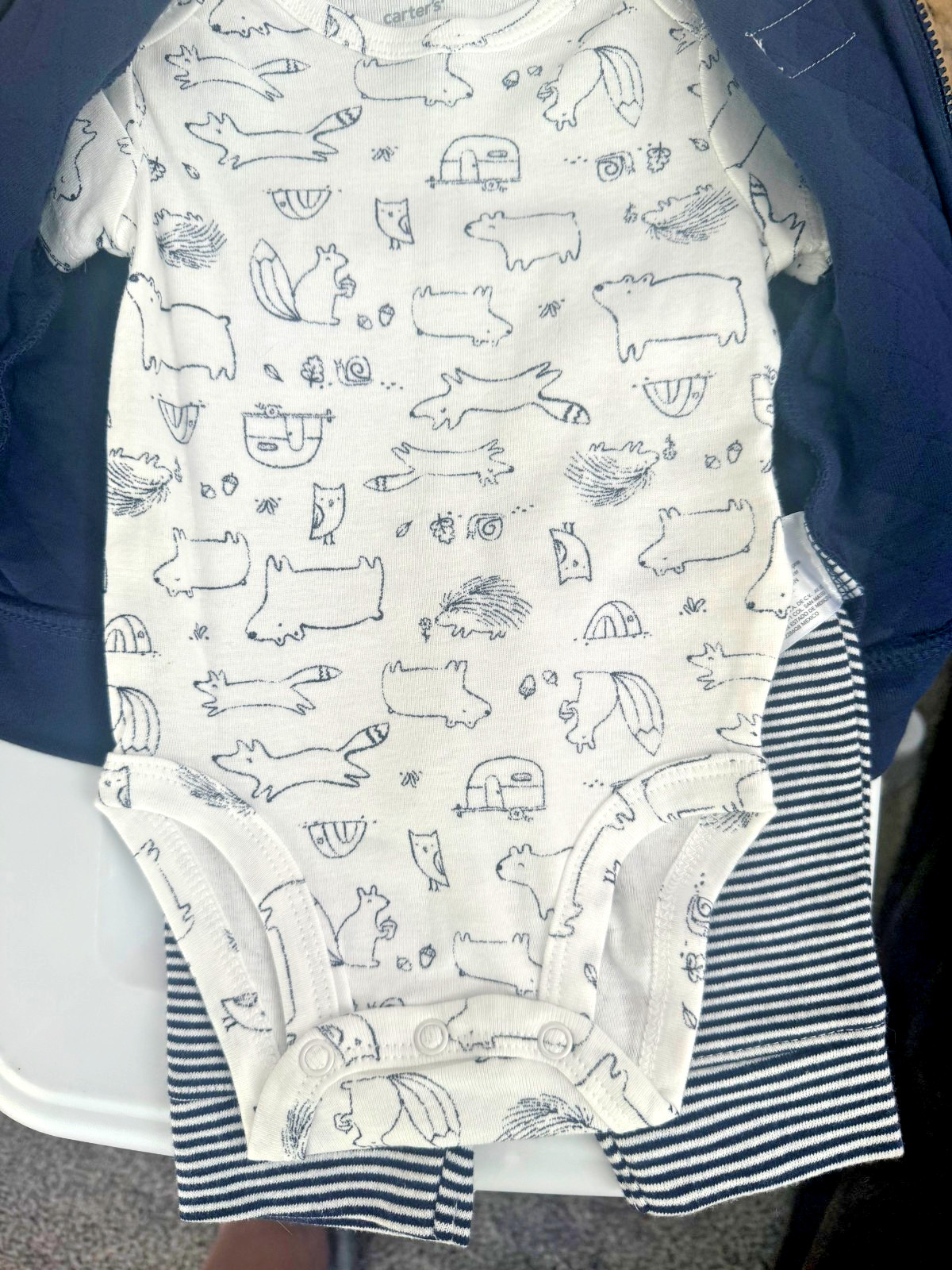 $36 NWT CARTER’S 3 PC BOY’S ZIP JACKET PANTS BODYSUIT SET SZ 3 MONTHS ADORABLE