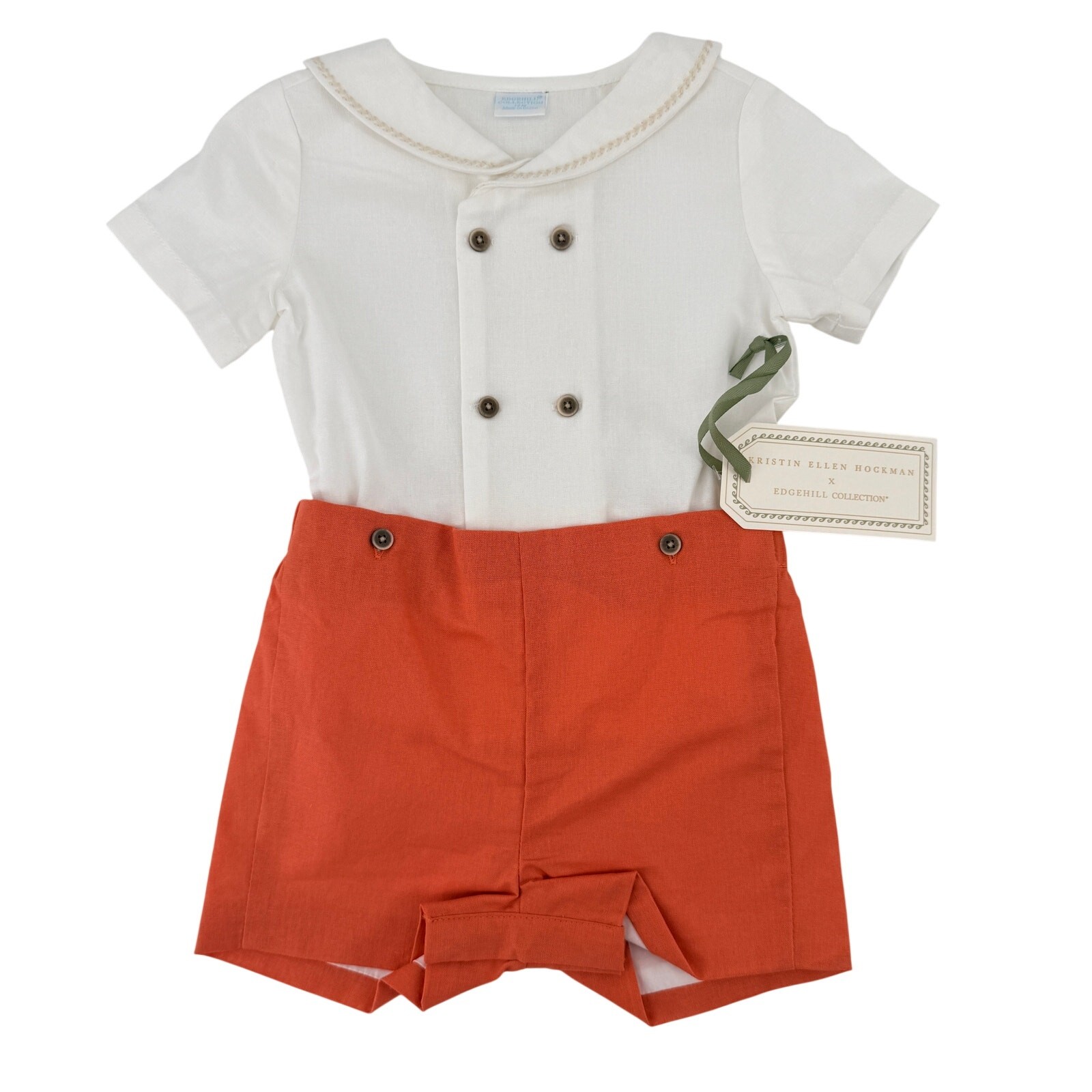 Edgehill Collection Kristin Ellen Hockman Classic Shorts Set Baby Boy Sz 12M