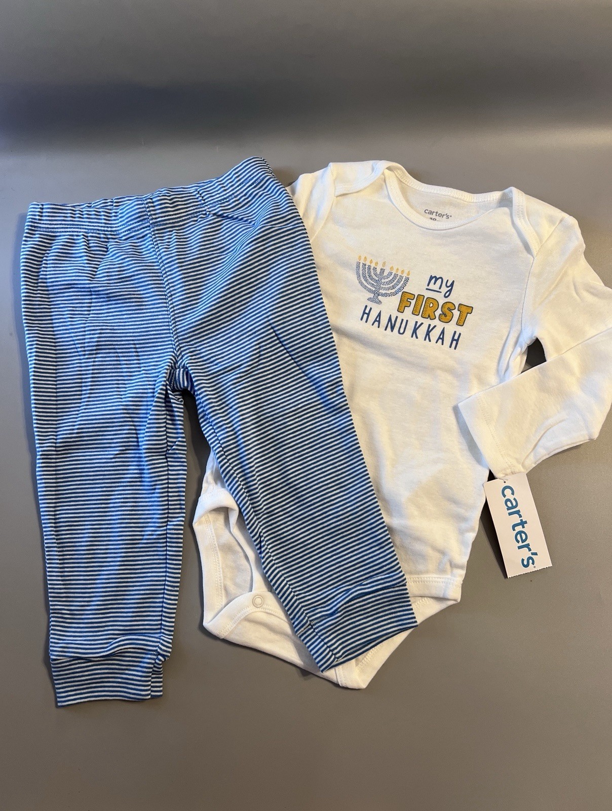 Carters Baby Boys My First Hanukkah Bodysuit Pant Set 18 months NWT Blue, White