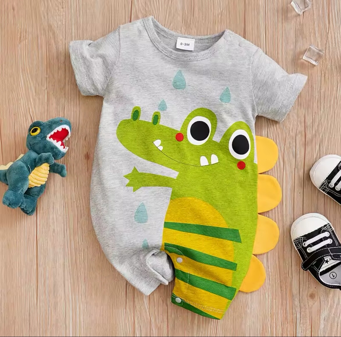 Baby Boy Romper – Cute Crocodile Print Short Sleeve Summer Jumpsuit Outfit