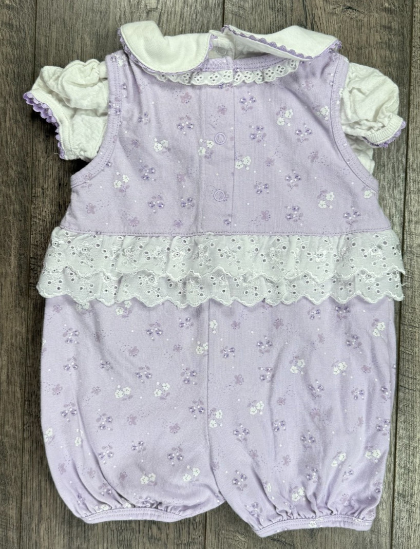 Baby Girl Clothes Baby Sprockets 3-6 Month 2pc Purple Flowers Romper Outfit