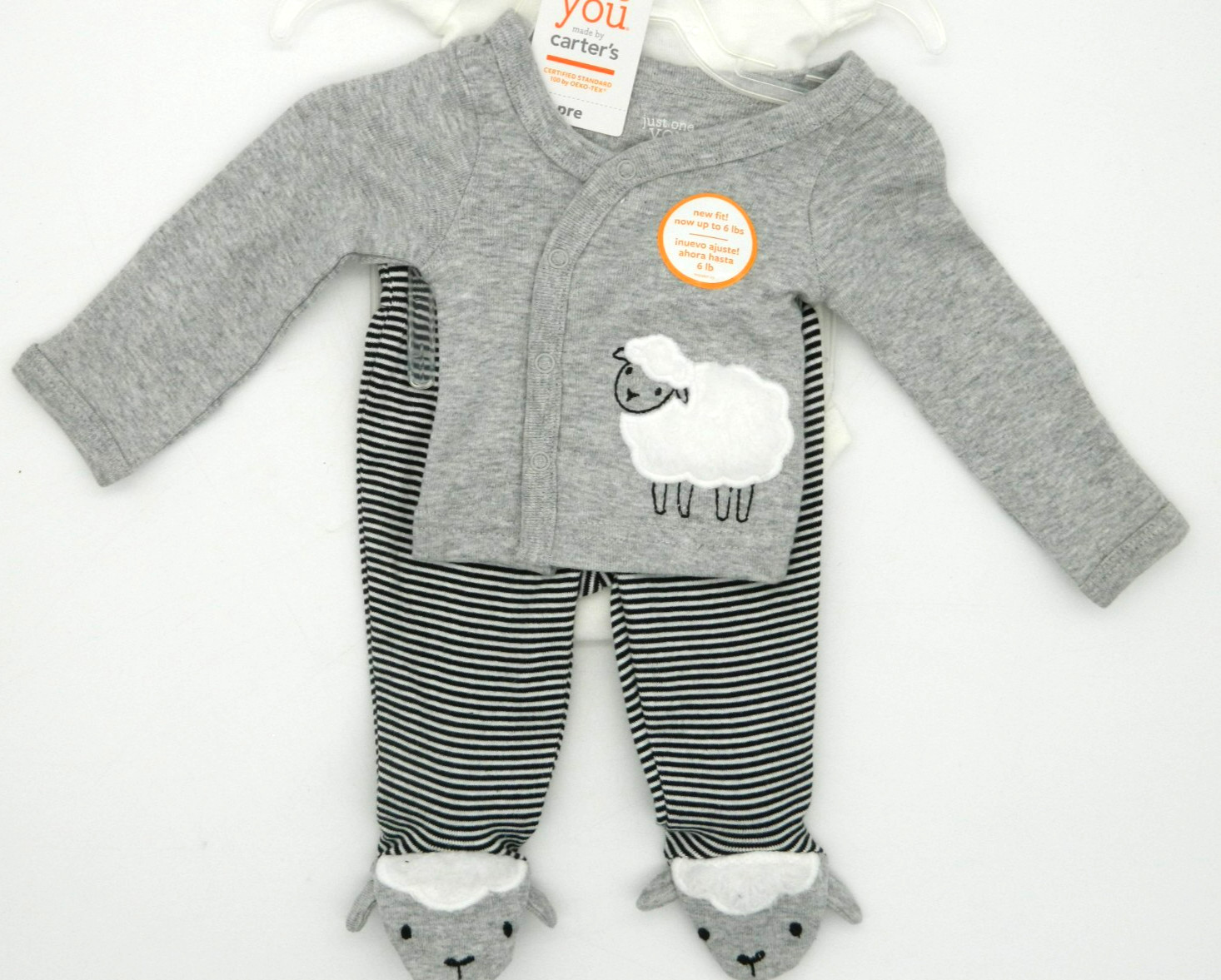 NEW NWT Carter’s Just One You Preemie Baby 3pc Set black White Sheep Welcome to