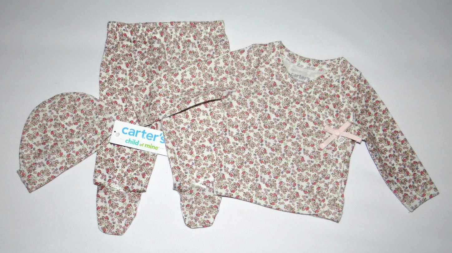 Baby girl clothes, Preemie, Carter’s Child of Mine 3 piece set