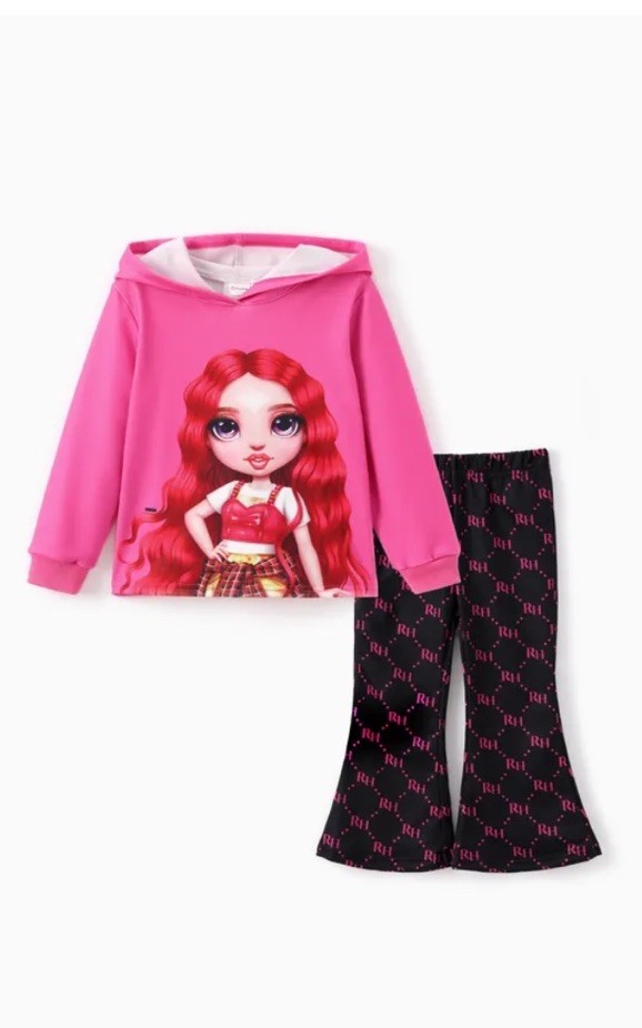 Pat Pat Girl 2 Sets 3-4 Years Hoodie ,Flared Pants And Sleeveless Blouse Shorts