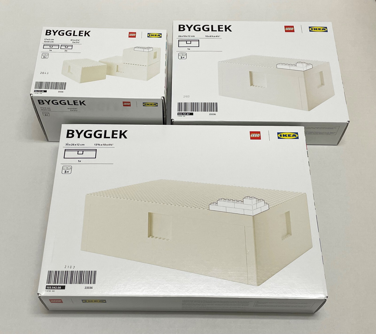 Ikea BYGGLEK LEGO box with lid COMPLETE SET, white – NEW