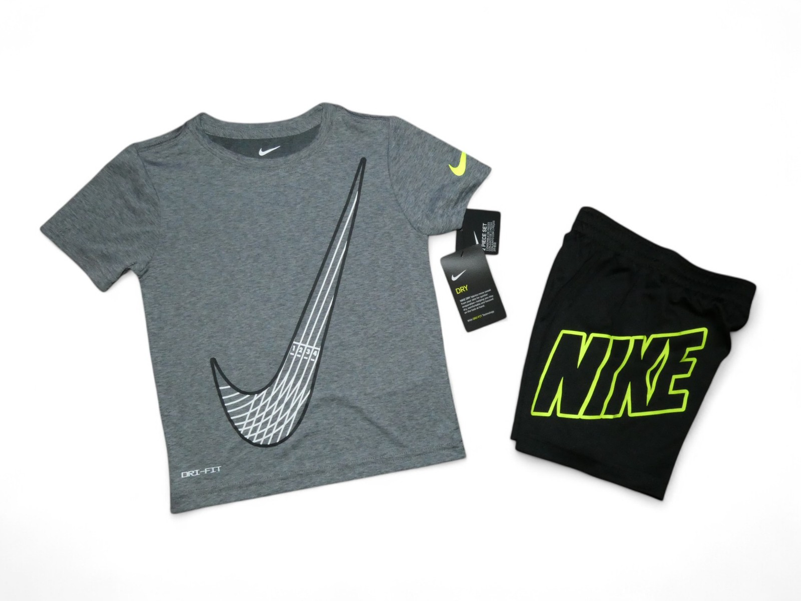 Nike Baby Boys Outfit Set Athletic Shorts T-Shirt Black Gray Toddler 2T 3T 4T