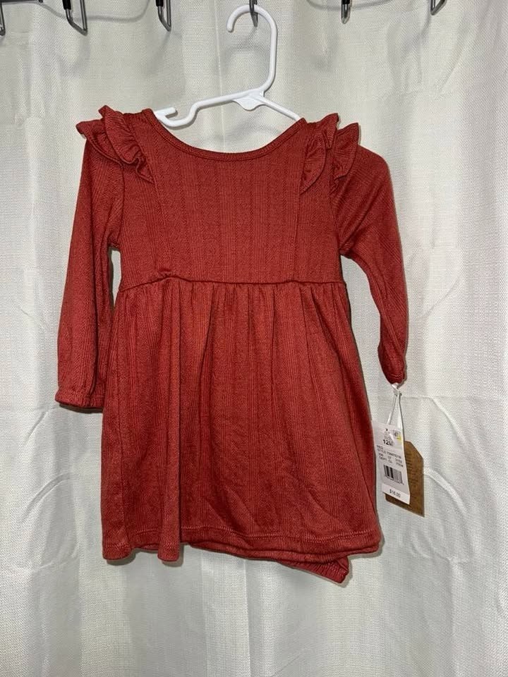 Grayson Collective Baby Girls’ Solid 2pc Top & Bottom Set – Red, Size 12 Month.