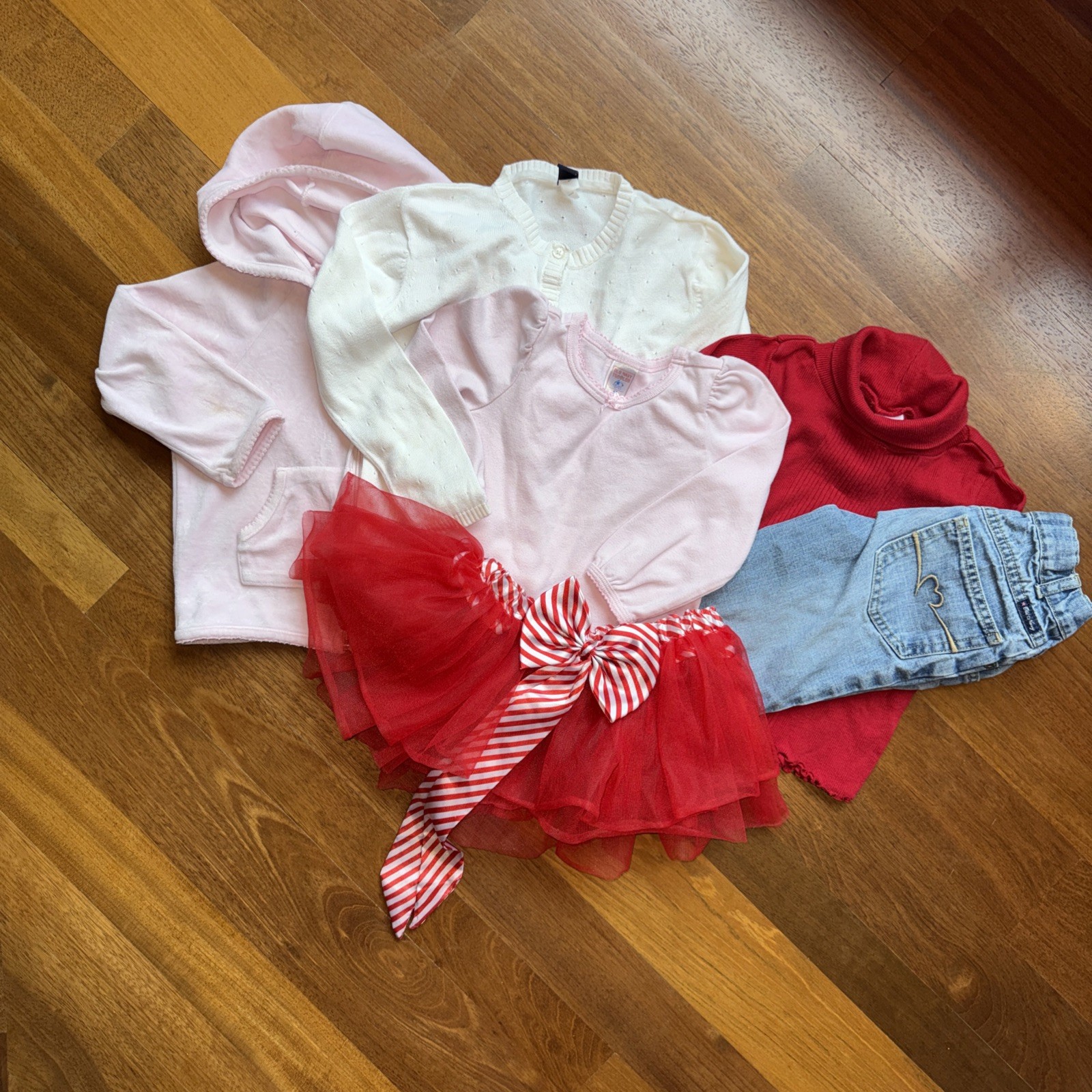 Lot of 6 Toddler Gap Old Navy Jacket Sweater Top Skirt Tutu Jeans Sz 4 4T
